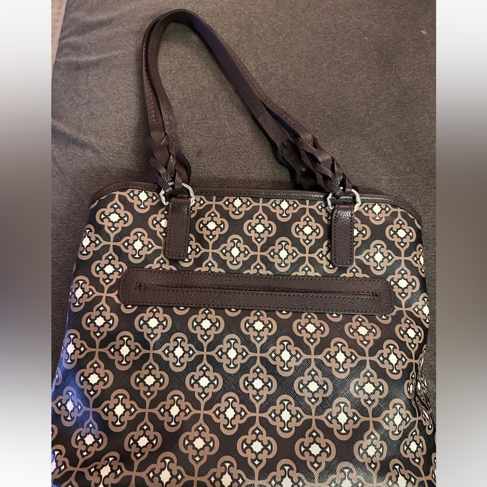 Brighton Handbag, Rich Brown Print w/leather Trim NWOT - Picture 5 of 12
